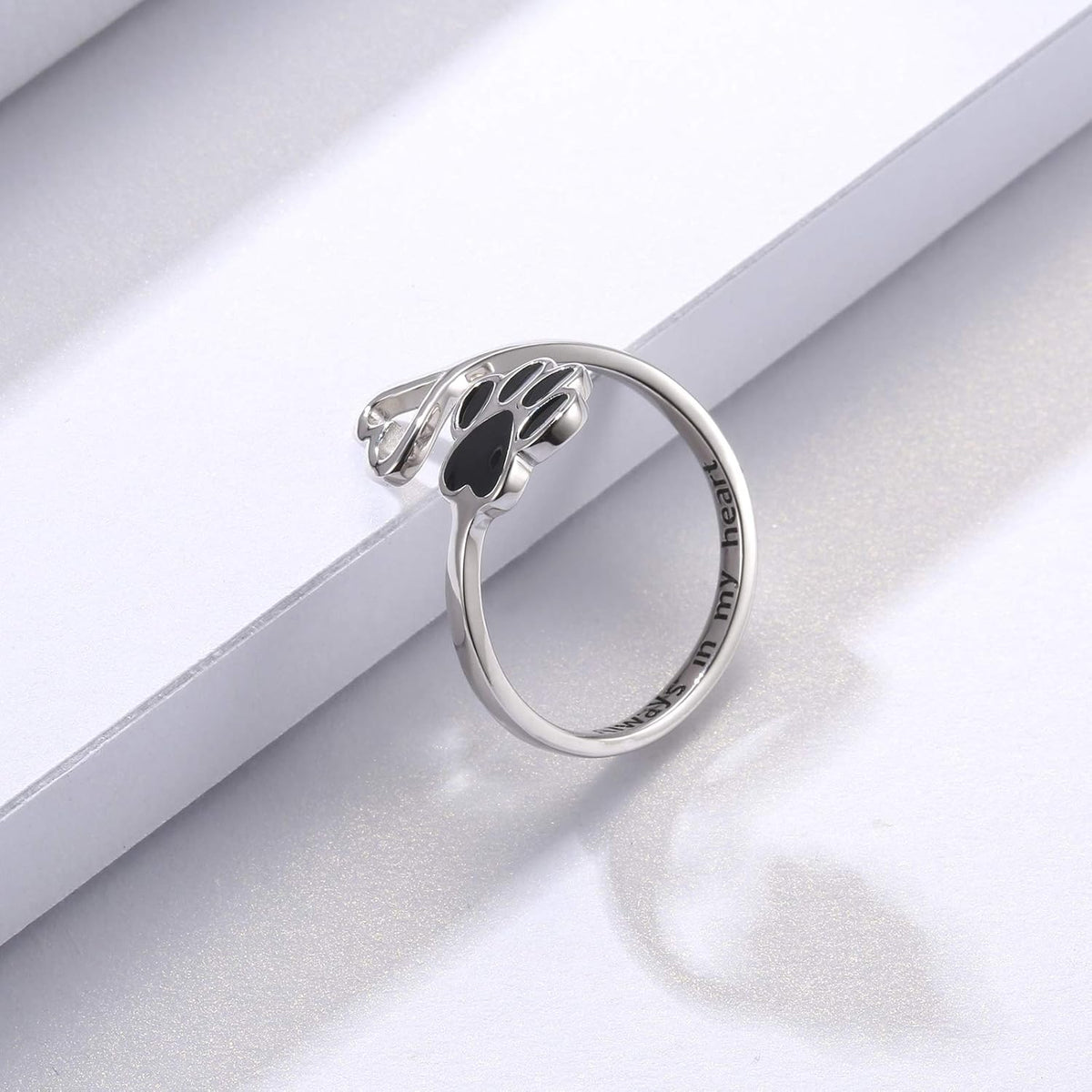 Handcrafted Paw & Heart Ring – Adjustable 925 Sterling Silver