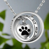 "No Longer By My Side, Forever In My Heart" – Stainless Steel Urn Paw Necklace