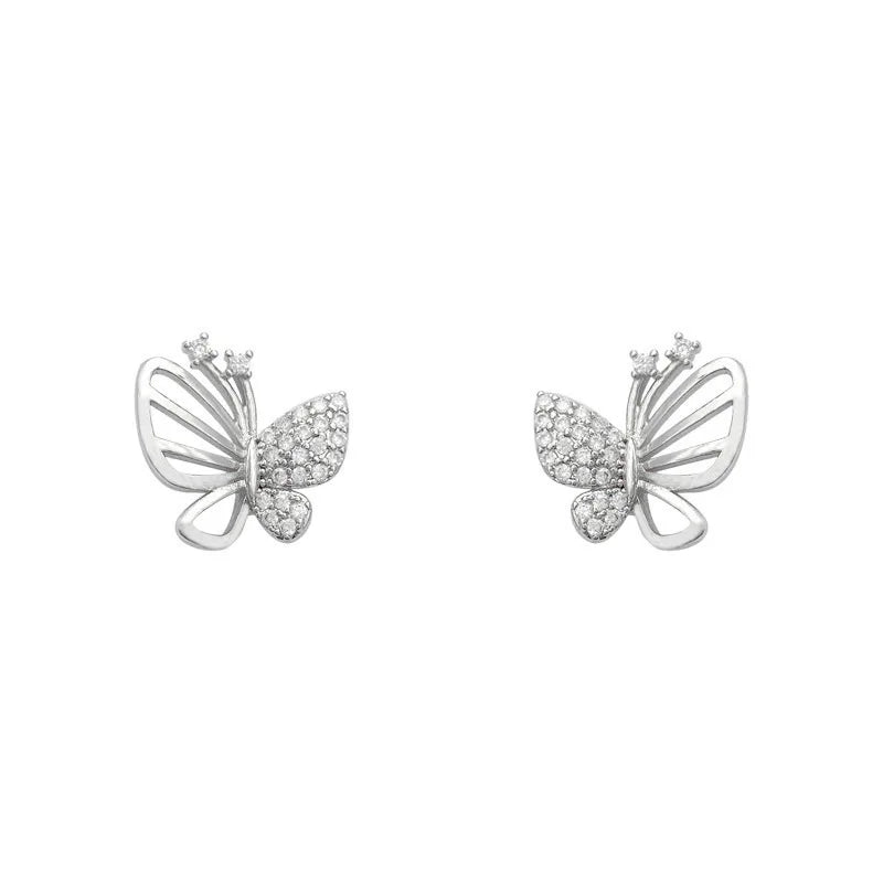 Elegant Zircon Butterfly Stud Earrings