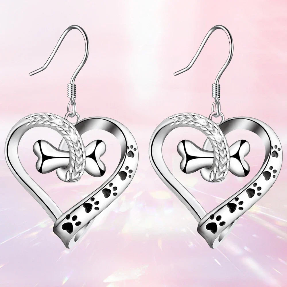 2-Piece Jewelry Set with Paw, Heart & Bone Charms