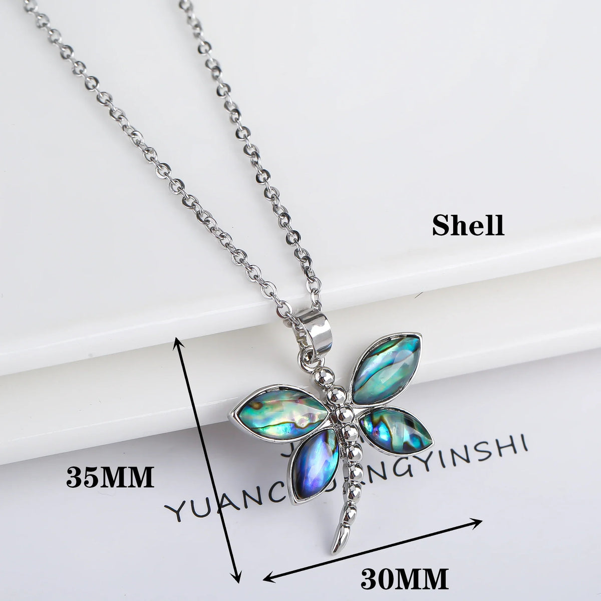 Natural Shell Butterfly Pendant Necklace