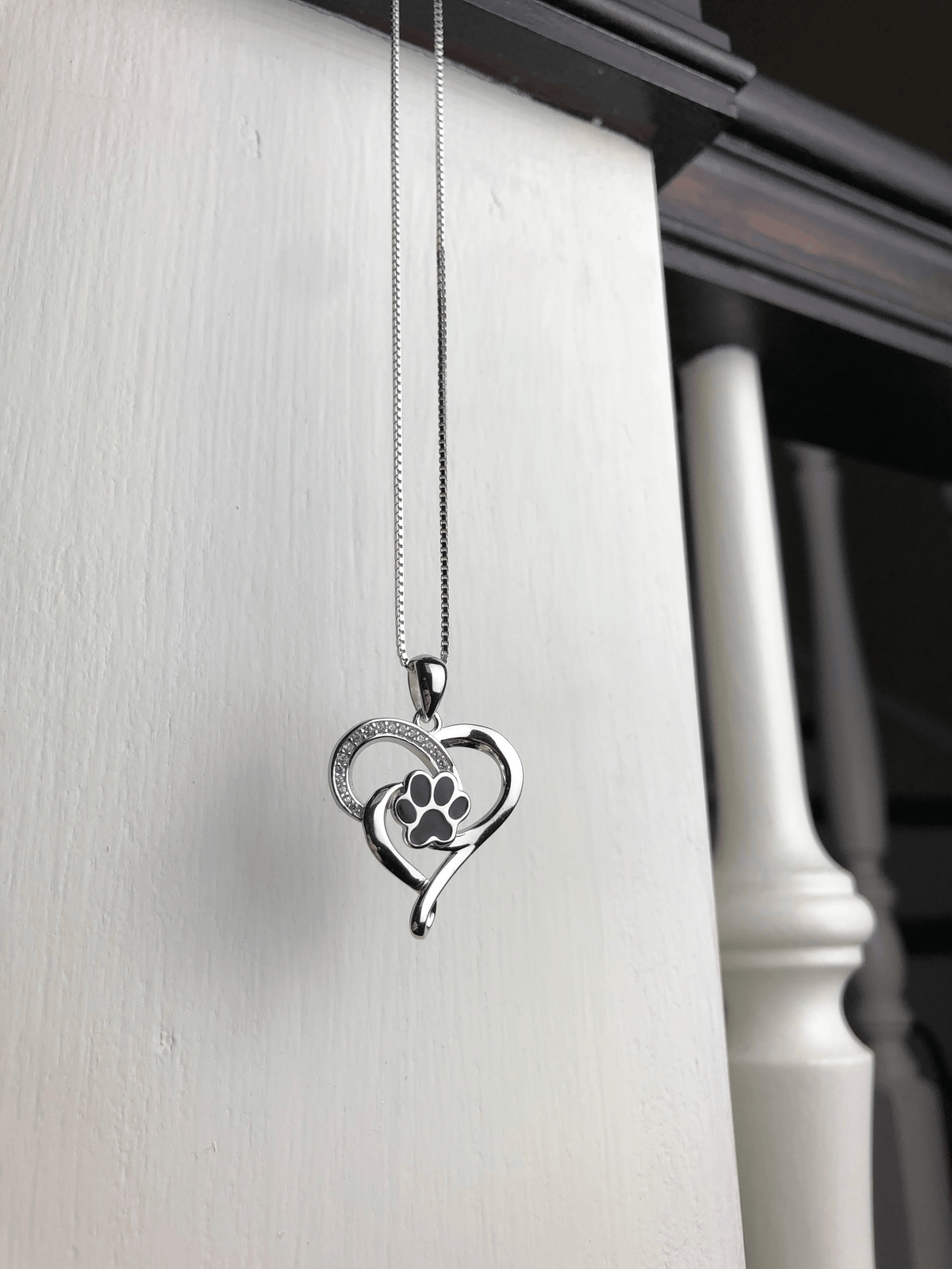 Stainless Steel Infinity Necklace with Heart & Paw